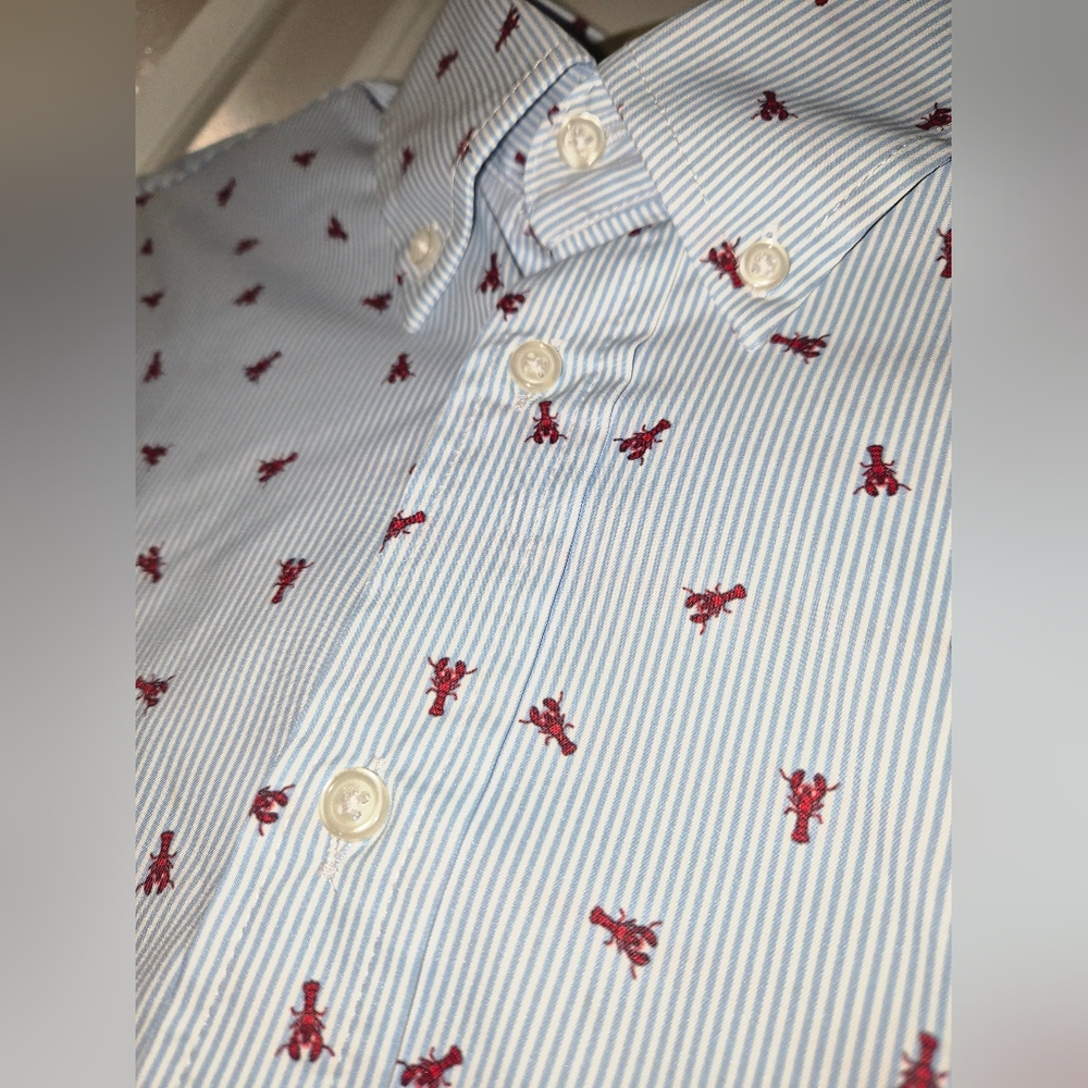 LAUREN Ralph Lauren, Lobster Stripe Dress Shirt, Big Kids Size 18, EUC - Picture 4 of 11
